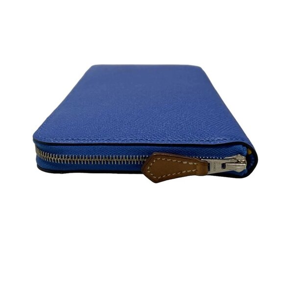 Auth HERMES Azap Long Silkin - Bleu Zellige Veau Epsom C Long Wallet - Picture 9 of 11